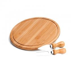 Kit Queijo 3 Peças Com Tábua de Bambu, Faca e Garfo Personalizado