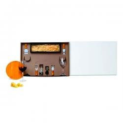 Kit Queijo E Vinho Com Espaço Para Garrafa - 9 Pçs