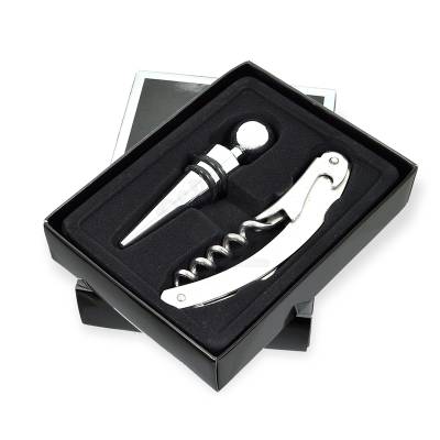 Kit Vinho com Saca-Rolhas e Rolha Personalizado