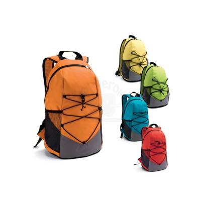 Mochila de Poliéster 600D com Bolsos Laterais e Corda Elástica Personalizada