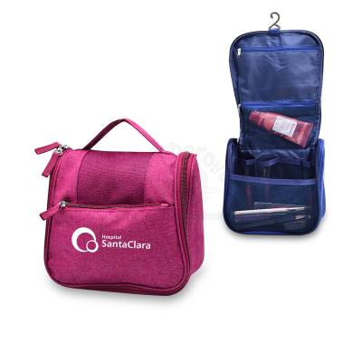 Necessaire Cabideira em Nylon Oxford com Gancho e Alça Personalizada