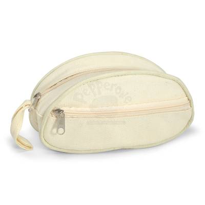 Necessaire de Algodão Cru com Bolso Frontal Personalizada