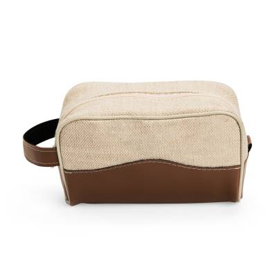 Necessaire de Juta com Zíper e Detalhes em Bidim Personalizada