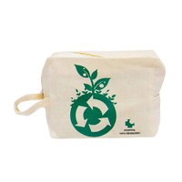 Necessaire Ecológica Em Algodão Com Zíper e Alça Lateral Personalizada