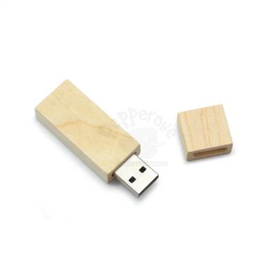 Pen Drive de Bambu 4GB com Tampa Removível Personalizado