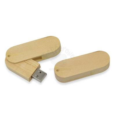 Pen Drive de Madeira Giratório Personalizado