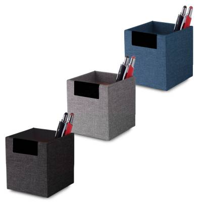 Porta-Caneta de Mesa com Acabamento em Tecido Texturizado Personalizado