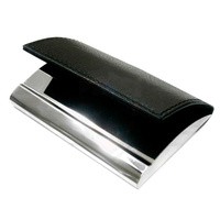 Porta Cartão de Metal com Detalhe em Couro Sintético Personalizado