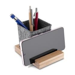 Porta-Objetos e Smartphone em Feltro Reciclado com Detalhe em Bambu Personalizado