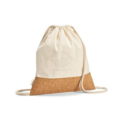 Sacola Tipo Mochila em Algodão Reciclado com Base em Cortiça Personalizado