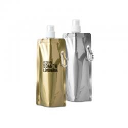 Squeeze Dobrável de Plástico PE com Mosquetão 460ml Personalizado