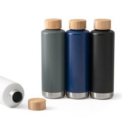 Squeeze Térmico de Aço Inox com Tampa de Bambu 640ml Personalizado