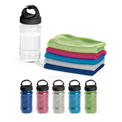 Toalha Esportiva Refrescante com Garrafa e Mosquetão 300 x 800 mm Personalizada